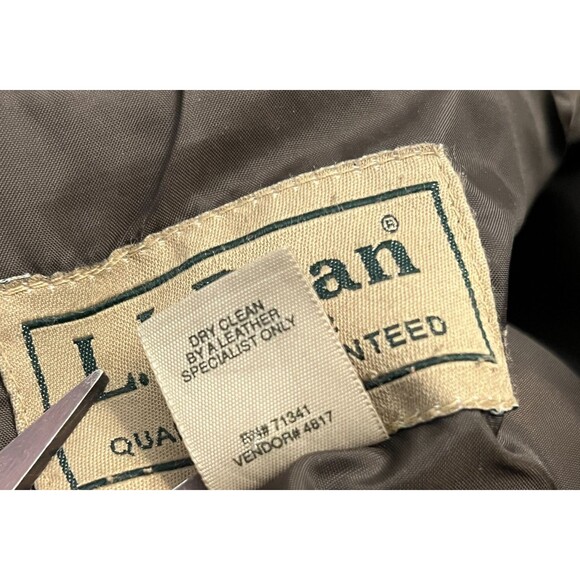 Vtg LL BEAN Goatskin Leather A2 Bomber Jacket Men's L Tall Brown Flight Coat USA - Picture 11 of 14